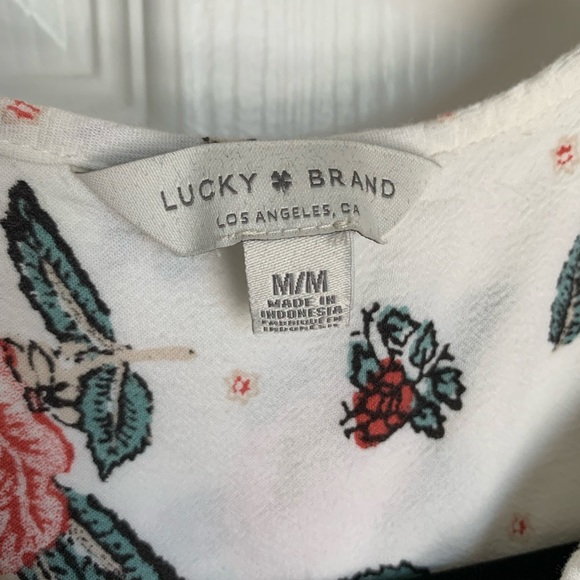 Lucky Brand White Rose Floral Long Sleeve Blouse, size M - Picture 2 of 8